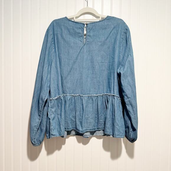 Universal Thread Chambray Denim Peplum Top Size XXL - Picture 7 of 7